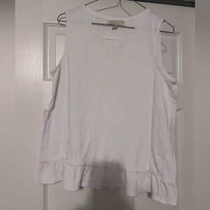 Michaels White Ruffle Hem Tank Top